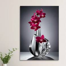 TEMU 1pc Orchid Flowers In Elegant Crystal Vase Canvas Print, Frameless Landscape Wall Art For Living Room, Bedroom, Home Bar Decor & Perfect Housewarming Gift