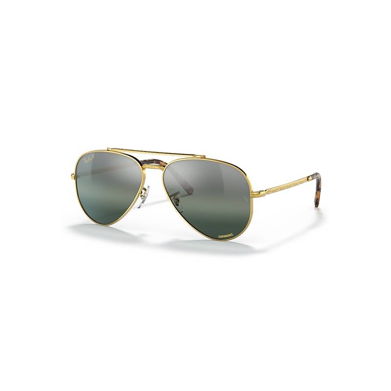 Ray-Ban NEW AVIATOR POLARIZED+ LENSES Solglasögon Guld Montura Blå Lentes polariserade 62-14