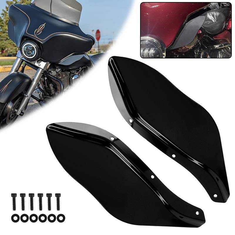 1 Pair Motorcycle ABS Batwing Fairing Black Side Wing Deflector For Harley Touring Electra Glide Street Tri Glide 1983-2013
