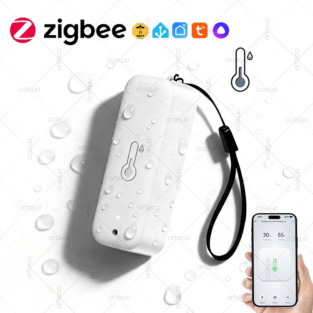 Zigbee 3.0 Temperature Humidity Sensor Thermometer IP65 Waterproof Compatible with Smart Life Yandex Alice Home Assistant Z2MQTT