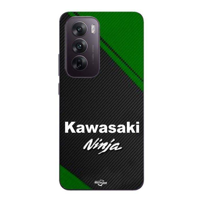 Mobilskal - MANIACASE - Oppo Reno 12 pro 5G - Silikon - Svart - Mönster Kawasaki ninja motorcykel