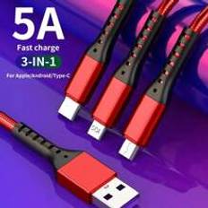 Multi Charging Cable 4FT, 3 In 1 Charging Cable Nylon Braided USB Multi Charger Cable Universal USB Cable With Type C/Micro/IP Port For Most Cell Phones & Pads,3-In-1 66w Fast Charging Usb Data Cable 5A Usb Fast Multiple Charging Cable Colorful Type C Micro Charger Cable ,66W Super Fast Charging Data Cable, Suitable Compatible With Iphone, Type-C Phones, Android Phones. It Is A Universal Three-In-One Fast Charging Data Cable For Car Use,Fabric Woven One To Three Data Cable