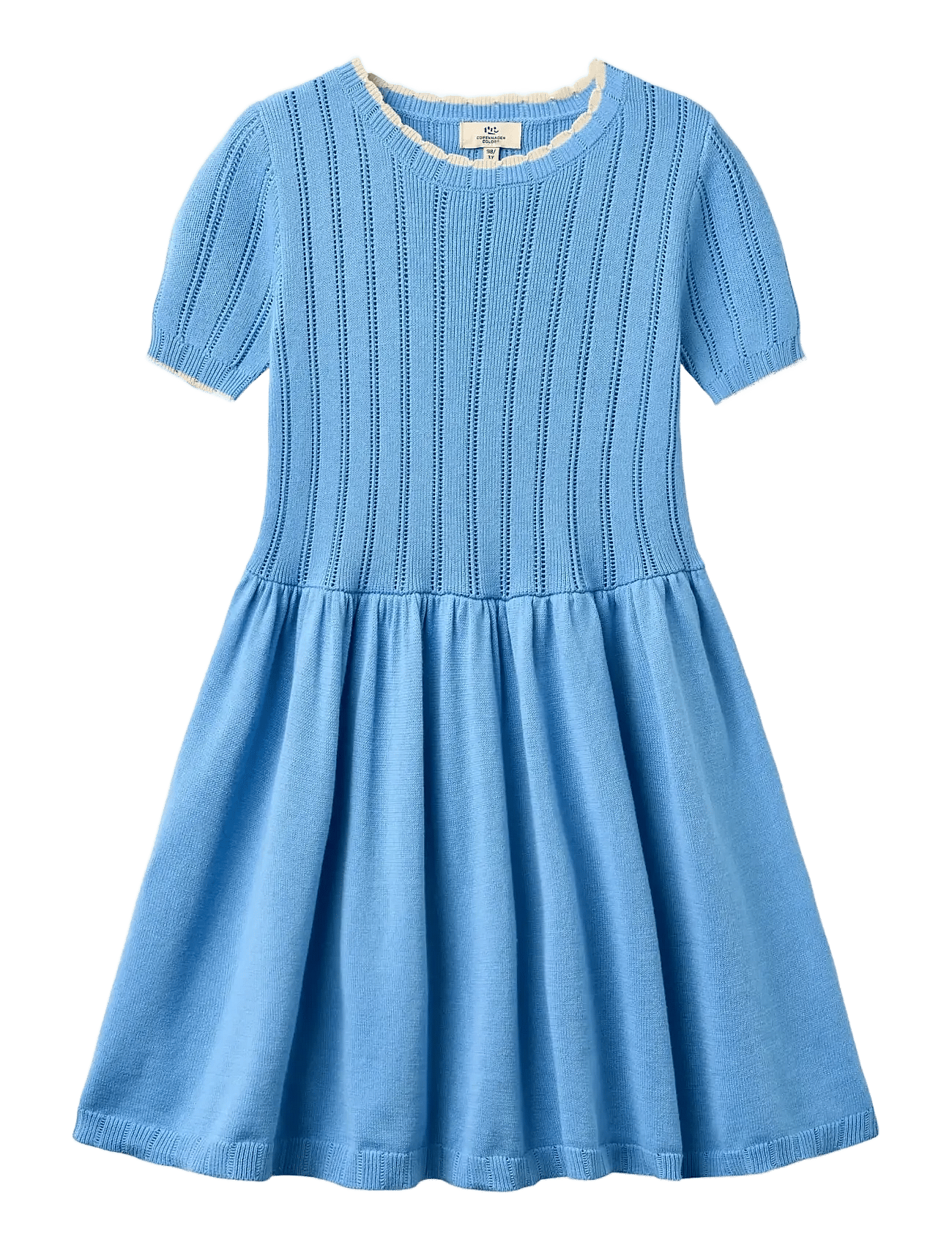 Copenhagen Colors Knitted Pointelle Dress - Blue - 110