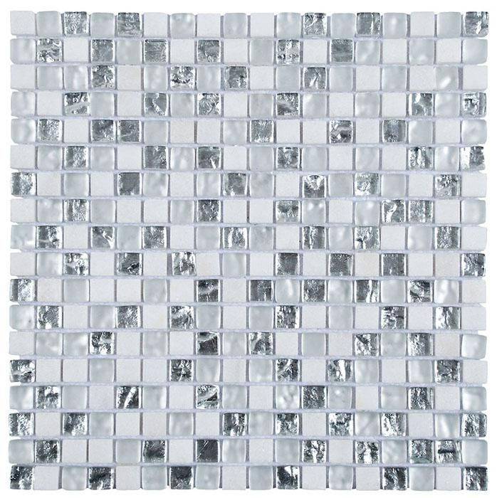 Mosaik Marble Mix Glas Super White 1,5x1,5