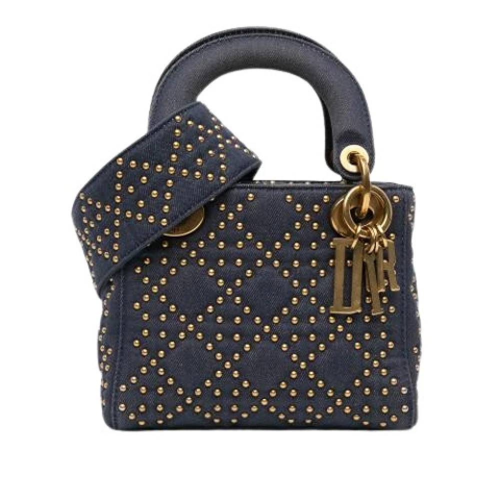 Dior Vintage Pre-owned Lady Dior Satchel - Vintage - Dame - Blå - ONE SIZE - Uld