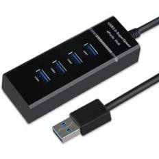 4 portar usb 3.0 hub hub multi usb splitter expander flera usb 3 hab på/av strömbrytare ac adapter kabel splitter för pc laptop - Svart