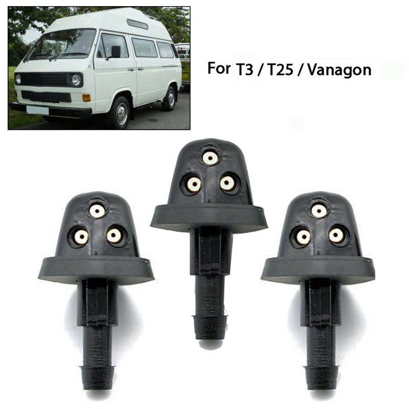 3Pc Car Front Rear Windscreen Washer Jets Triple Washer Nozzle Jet Set For T25 T3 For Vanagon Windscreen Wipers Parts Accessorie