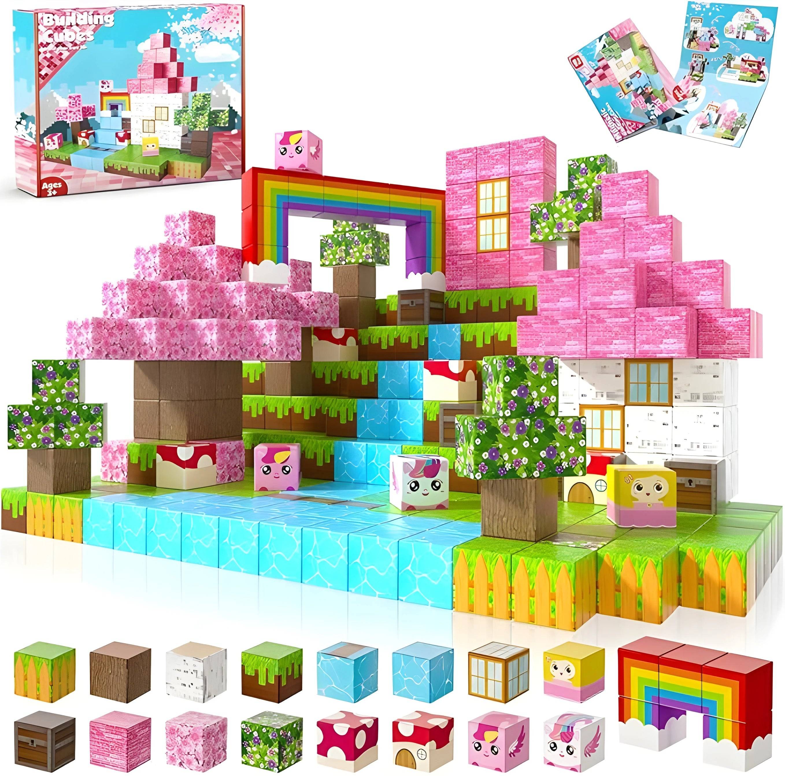 Magnetic Building Blocks 100 PCS | 2cm/0.8" | Magnet Toys for Kids | Magnetic Building Blocks Cubes | Stacking Magnets | Unicorn