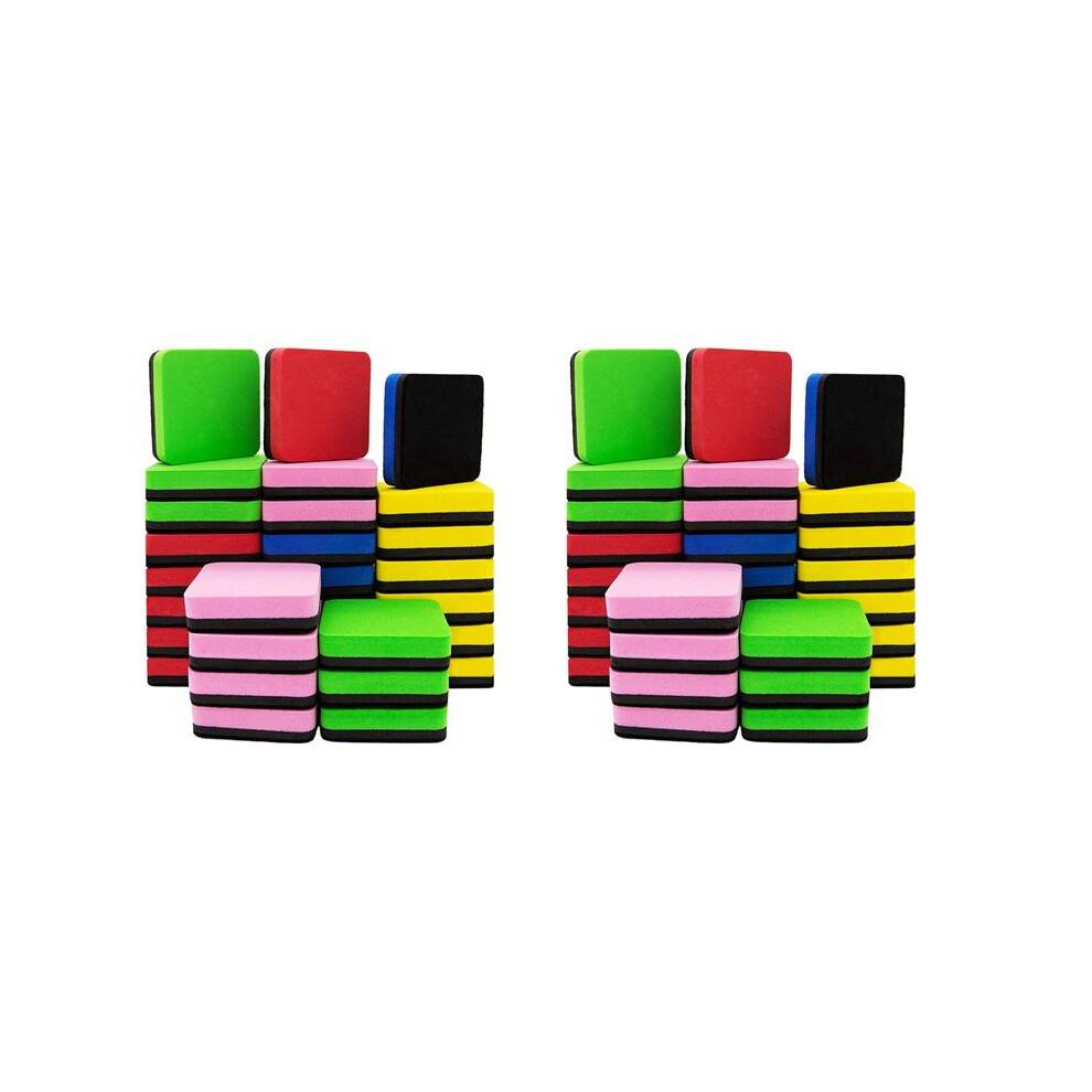 60 Pack Whiteboard Eraser Washable and Reusable Magnetic Whiteboard Eraser for Cleaning Dry Erase Markers 5X5X2cm