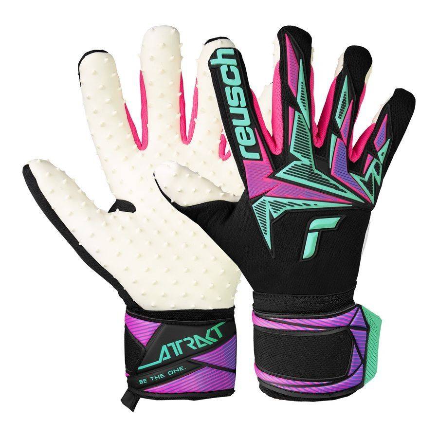 Reusch Målmandshandske Attrakt FreeGel SpeedBump Neon Pulse - Sort/Turkis/Pink.