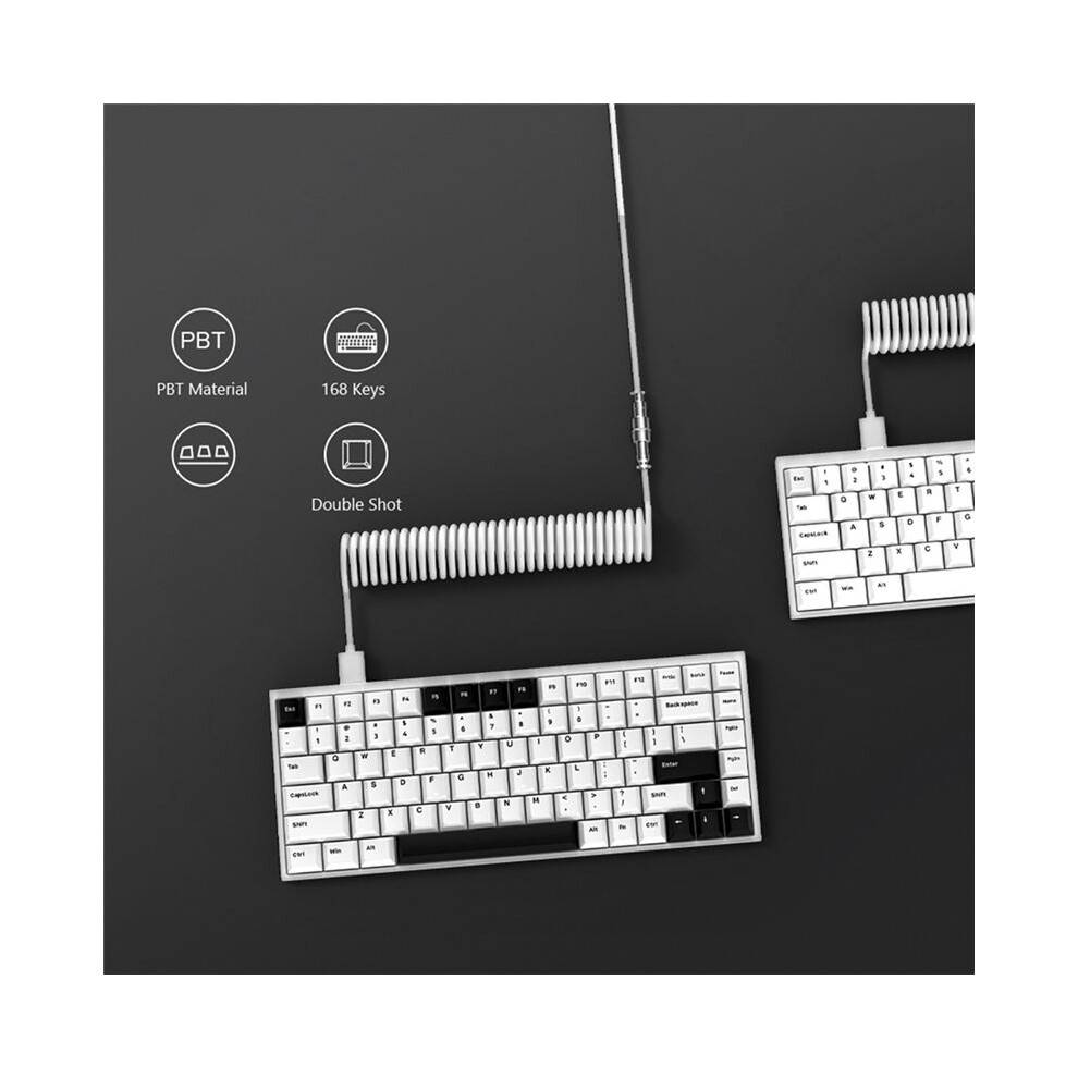 168-Key Set Dual Color Key Caps High Content PBT Wear Keycaps Set Cap for Mechanical Keyboard White