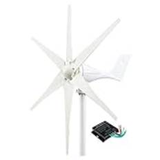 HENGJINGTR Wind Generator Kit med Charge Controller, 2000W 12V 24V 48V Wind Power Generator Windmill Generator 6 Blades för Hybrid Solar Wind System (White),48v