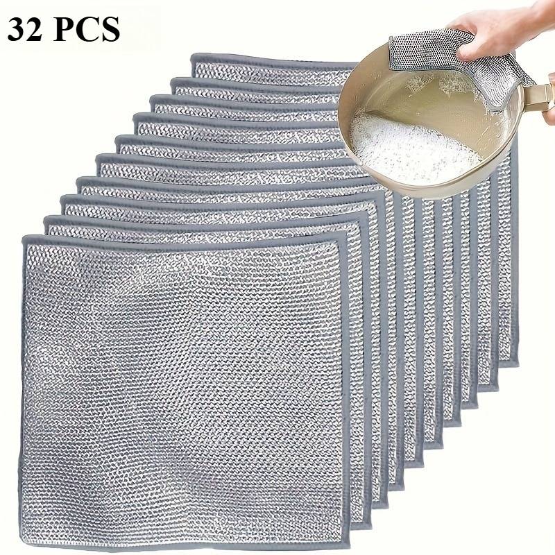 TEMU 16/32-pack Reusable Dishwashing Scrub Pads - Durable Square Scouring Pads For Kitchen, Bathroom, And Dining Room, Multi-functional Oil Stain Removal Design, , Rough Surface, Sturdy Structure,