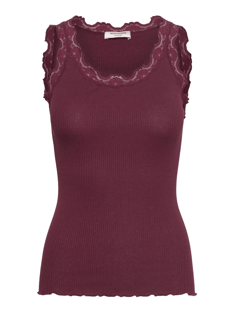 Rosemunde - Silk Top - Top - S - Bordeaux - Tøj til  kvinder
