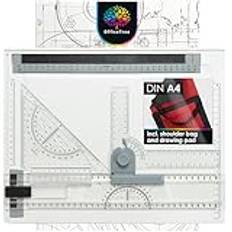 OfficeTree ritplatta A4 – inkl. bärväska, glidlinjal, triangulär och mycket mer. - Ritbräda A4 för exakt arbete – DIN A4-ritplatta, vit
