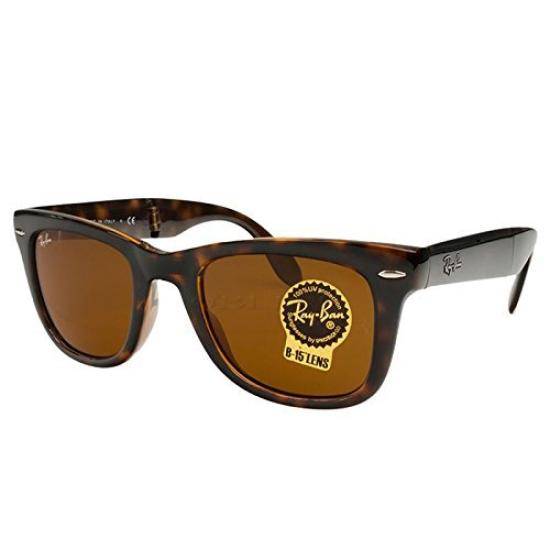 50mm WAYFARER FOLDING Foldable Ray-Ban RB4105-710 Sunglasses, Authentic, brun