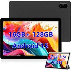 10,1-tums surfplatta, 128 GB lagring, 16 GB (8 GB + 8 GB utökat) RAM, dubbla SIM-kort, stöder utbyggnad på upp till 1 TB (TF-kort ingår ej), FHD IPS-p - Svart
