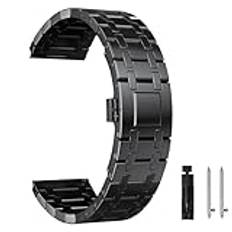 AMAUPCKCA Rostfritt stål klockarmband i metall for Samsung Galaxy Watch 3 45mm Armband Armband for Galaxy Watch 46mm Watch Band 22mm(Black,22mm)