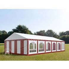 6x12m, Partytelt, PVC-teltdug, rød og hvid, med bundramme - (7228)