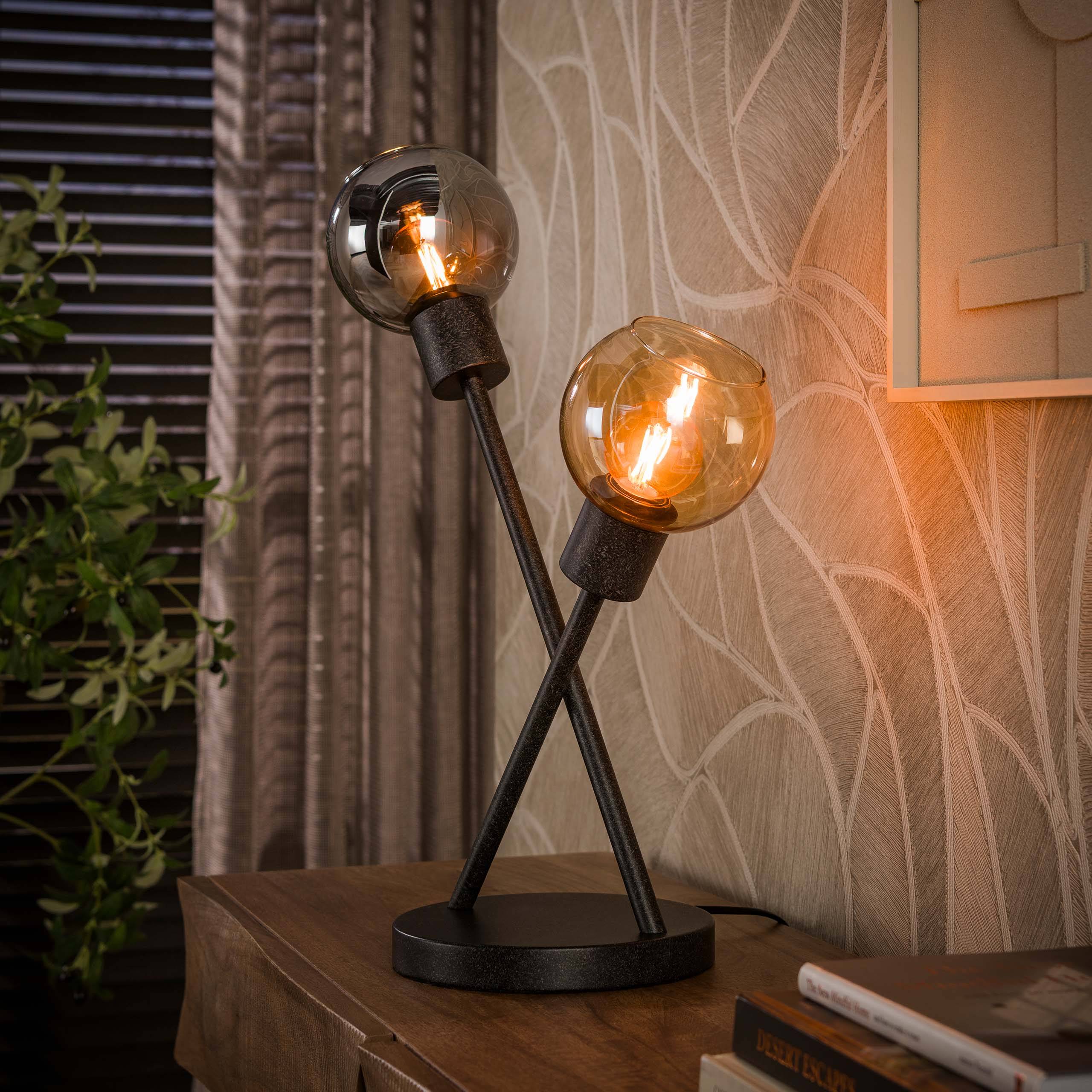 Maxus - Bordlampe med to forskellige glaskupler Levering med pære(r)