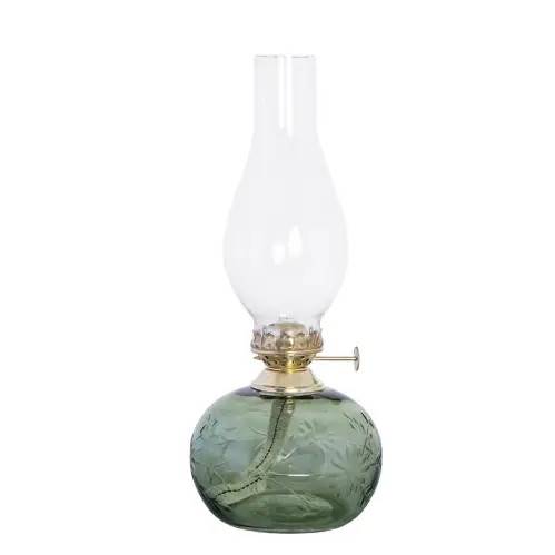 Fotogenlampa - Oval - Blomma - Mässing - Grön - Ø11 x H28 cm