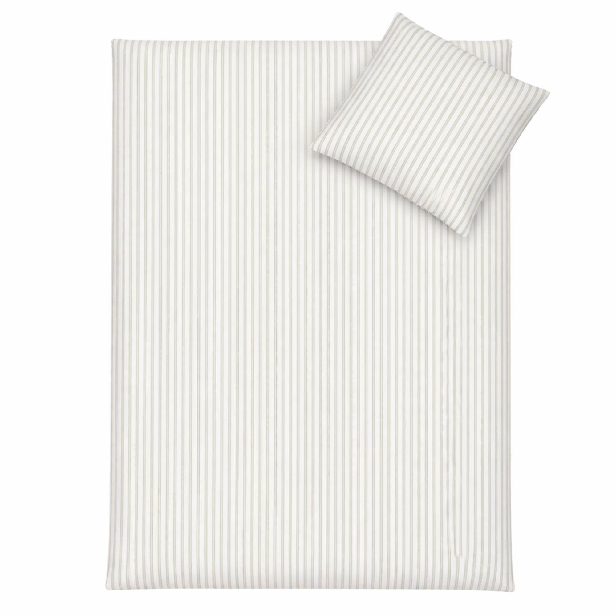 Randigt påslakanset - 100% bomull - Juniorpåslakanset 100x140 cm - Vitt med gröna ränder - Vit/Grön (100x140 cm)