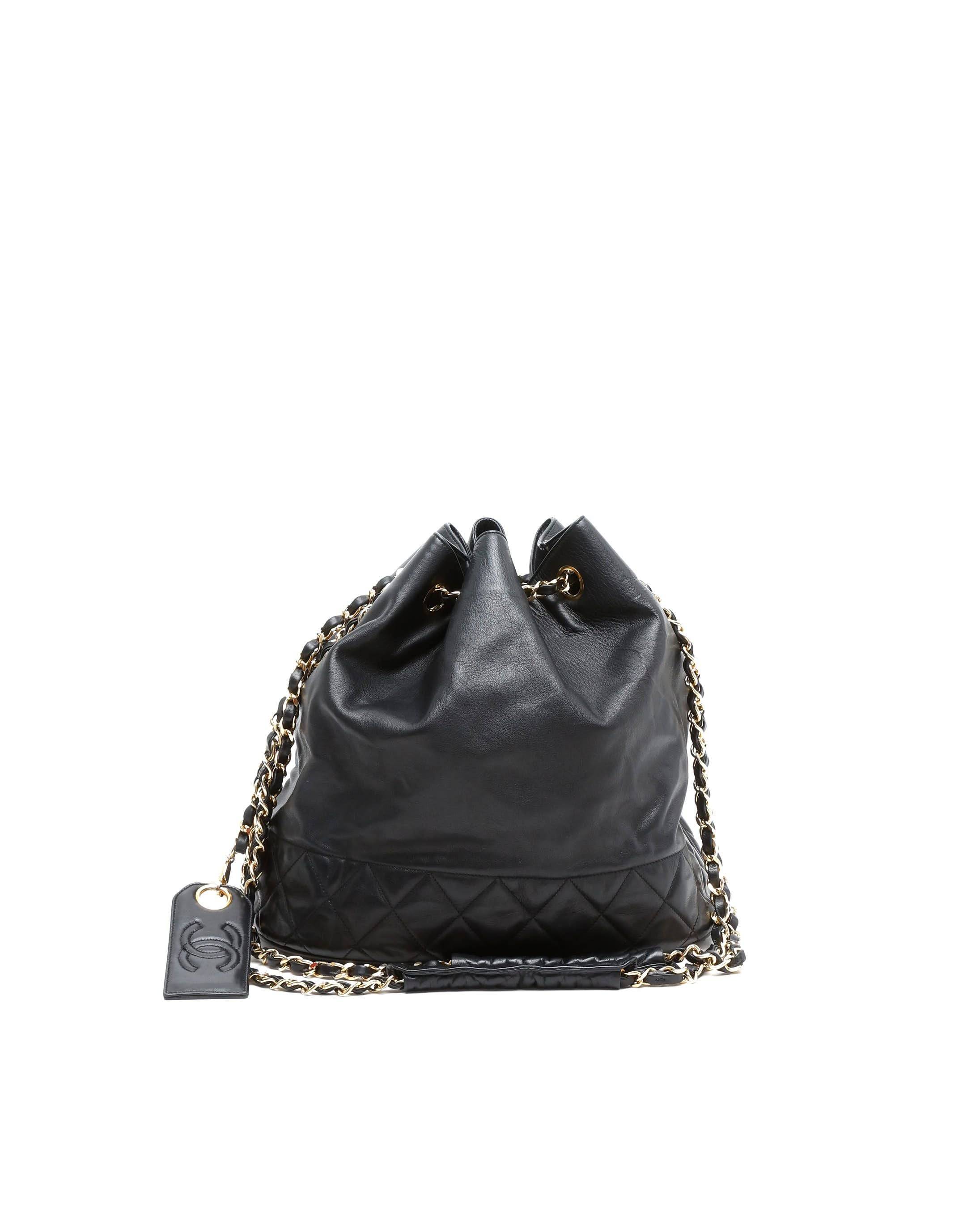 Chanel Quilted Bucket Bag - Black - One Size