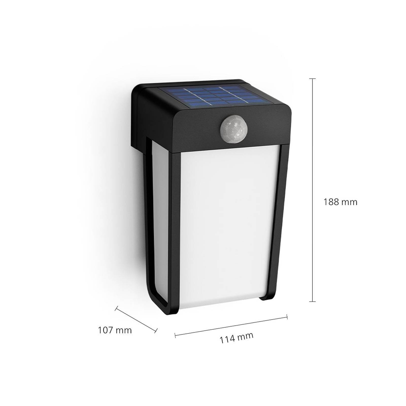 Philips LED-solcellsvägglampa Shroud, svart/opal, sensor Shroud, Svart, Syntetmaterial, Modern, Solcellslampa utomhus