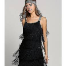 Great Gatsby Kjole 1920'erne Fest Vintage Tassel Kvinders Frynsede Kjoler (FMY) Black M
