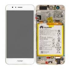 Huawei Honor 8 Skärm med LCD, Touch, Ram & Batteri - Vit