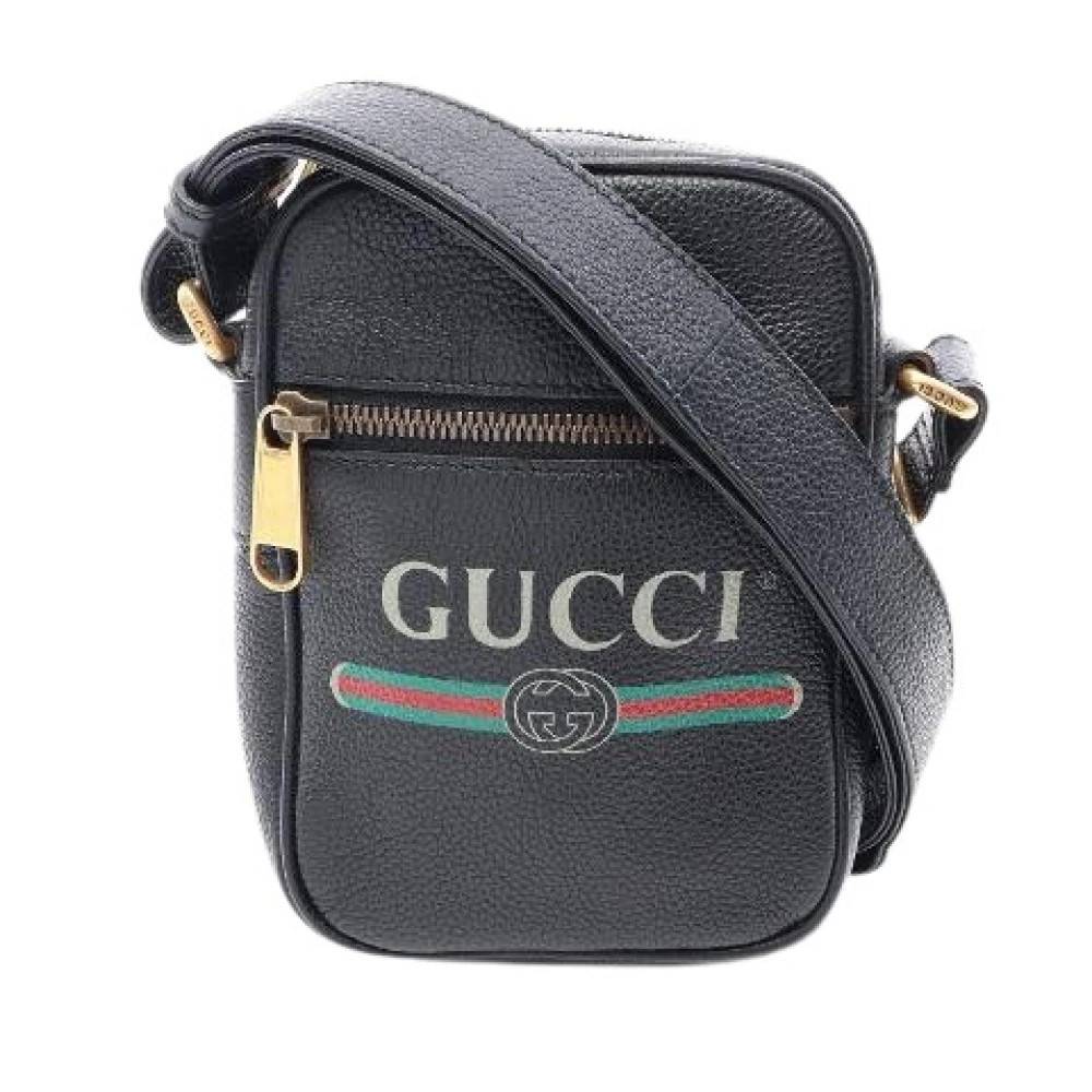 Gucci Vintage Pre-owned Webbing Line Læder Skuldertaske - Vintage - Dame - Sort - ONE SIZE - Uld