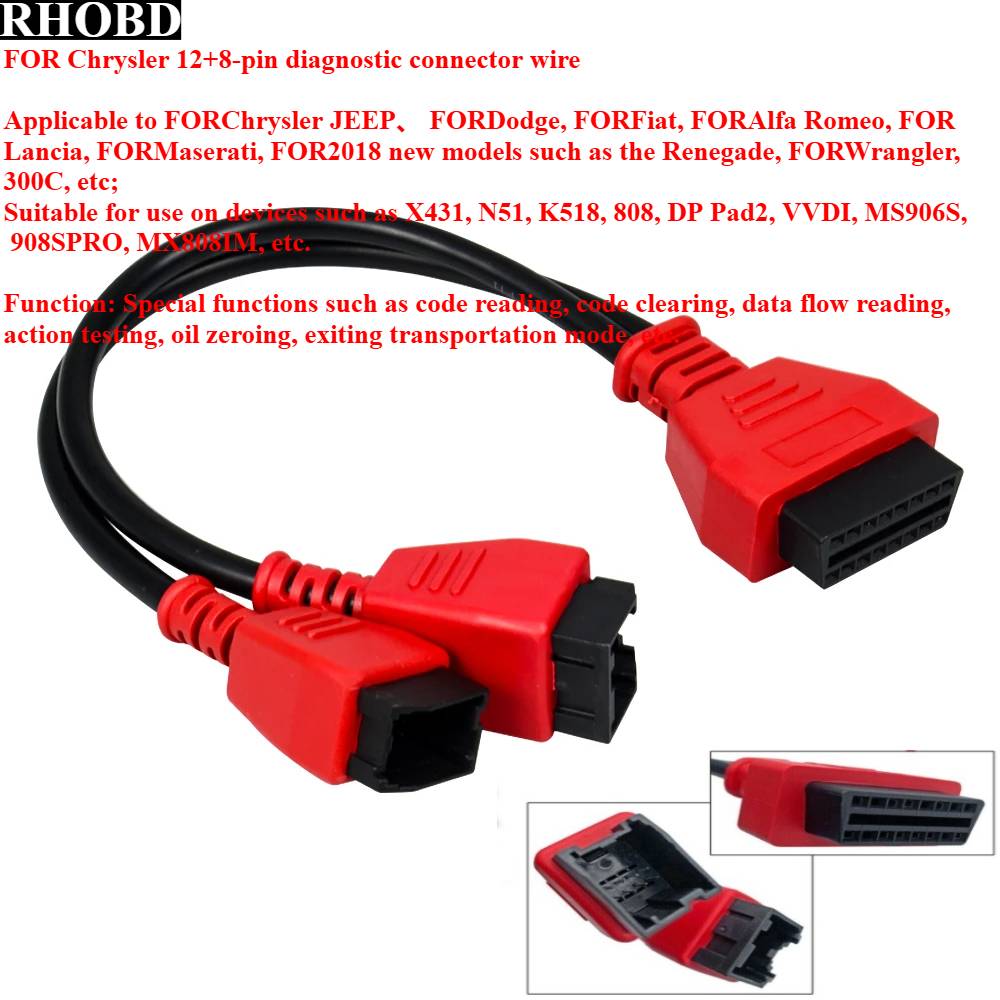 NEWBest OBD2 Cable for FIAT/ALFA ROMEO OBD 12+8 SGW Bypass Adapter Lead Cable for Chrysler Adapter Cable  for LAUNCH X431 Tool