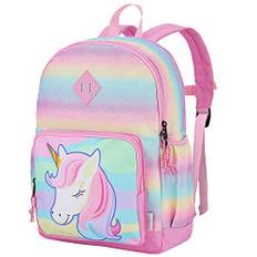 VASCHY Ryggsäck Barn，Ryggsäck Flicka Stor Ryggsäck Skola Ryggsäck Tjej Ryggsäck Flickor Med Bröstspänne Ryggsäck Skolan Ryggsäck Pojkar 3-8 År Regnbåge Unicorn