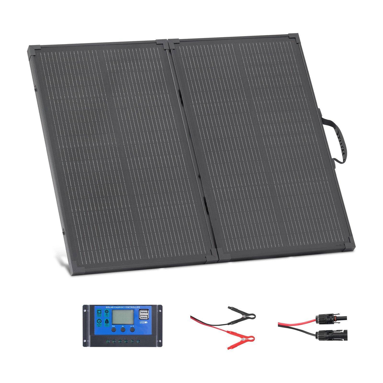 VEVOR 100W Foldable Solar Panel with Frame, 16BB N-Type Portable Monocrystalline Solar Panel Charger 24% Efficiency