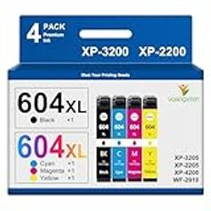 YUANQIMM 604XL Multipack Cartridges Compatible for Epson 604 XL Printer Cartridges for Expression Home XP-3200 XP-2205 XP-4200 XP-4205 XP-3205 XP-2200 Workforce WF-2950 WF-2930 WF-2935 (4 Pack)