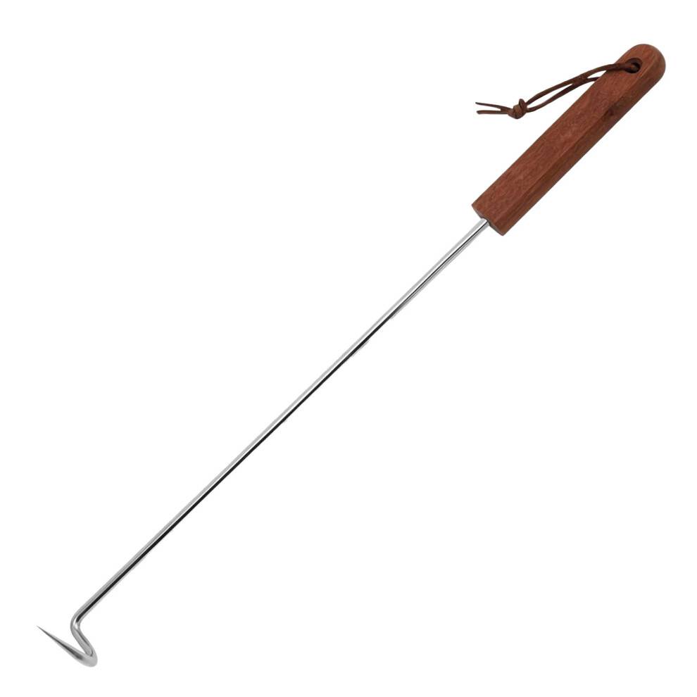 Grillkrog til mad, 30 cm og 43 cm, rustfrit stål med træhåndtag – Grilltilbehør kompatibelt med grill og stegeplader