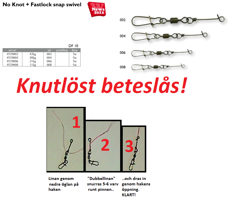 SPRO knutlöst beteslås! (No Knot + Roll Swivels)