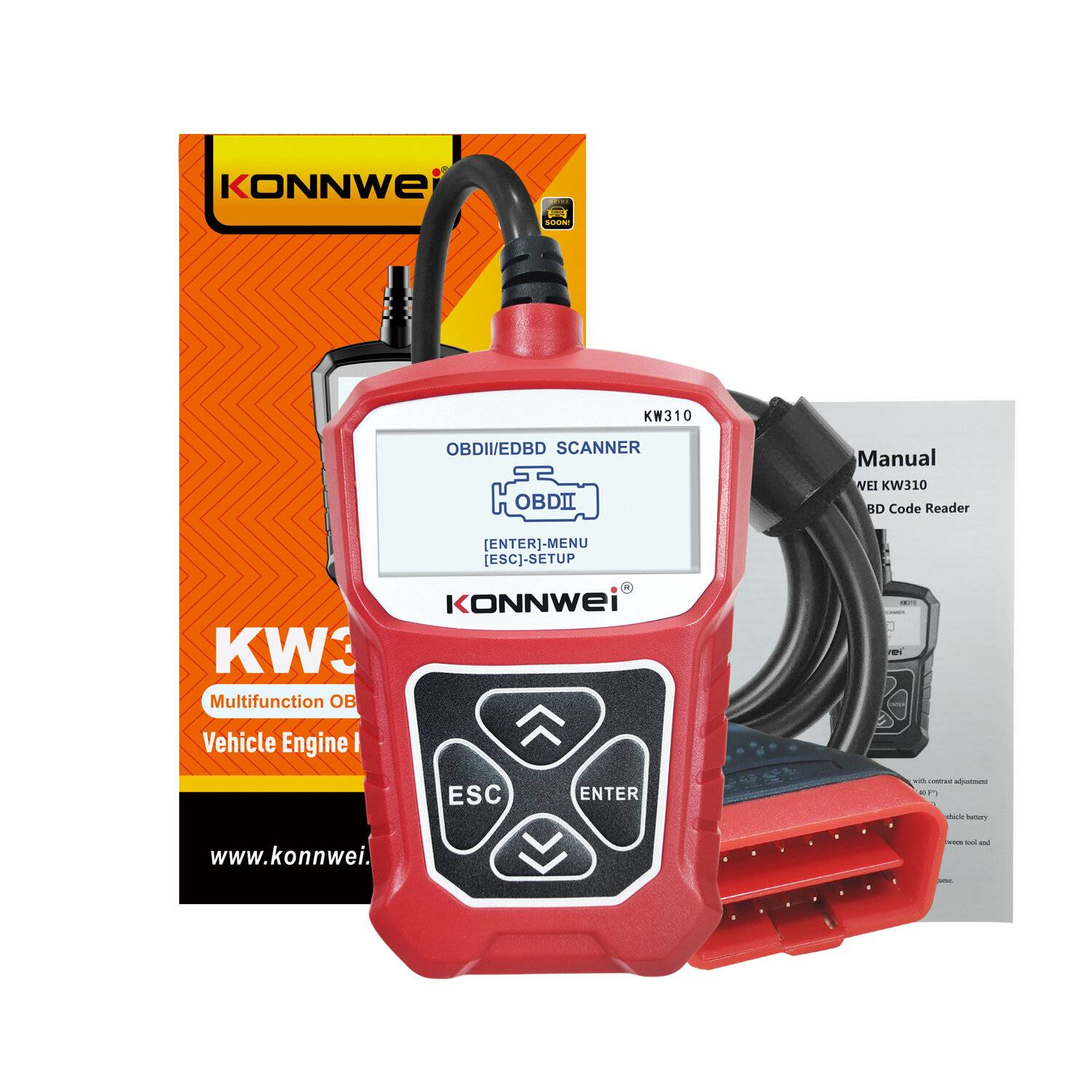 KONNWEI KW310 OBD2 Bil Diagnostisk Scanner EOBD Skannerverktyg DTC Motor Kodläsare Spänningsprov Inbyggd högtalare