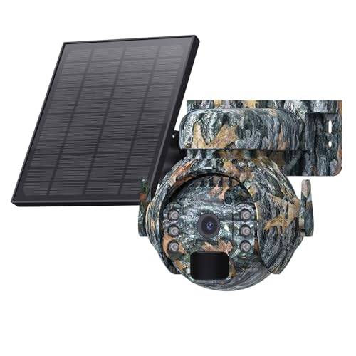 LIFEMOI Cellular Trail-kamera 4G LTE trådlöst jaktspel solsäkerhetskamera, PIR rörelsedetektion IR nattvision, snabb utlösningstid, 2K 3MP 360° PTZ Live View, vattentät, fri 300 M, SIM, 5 200 mAh
