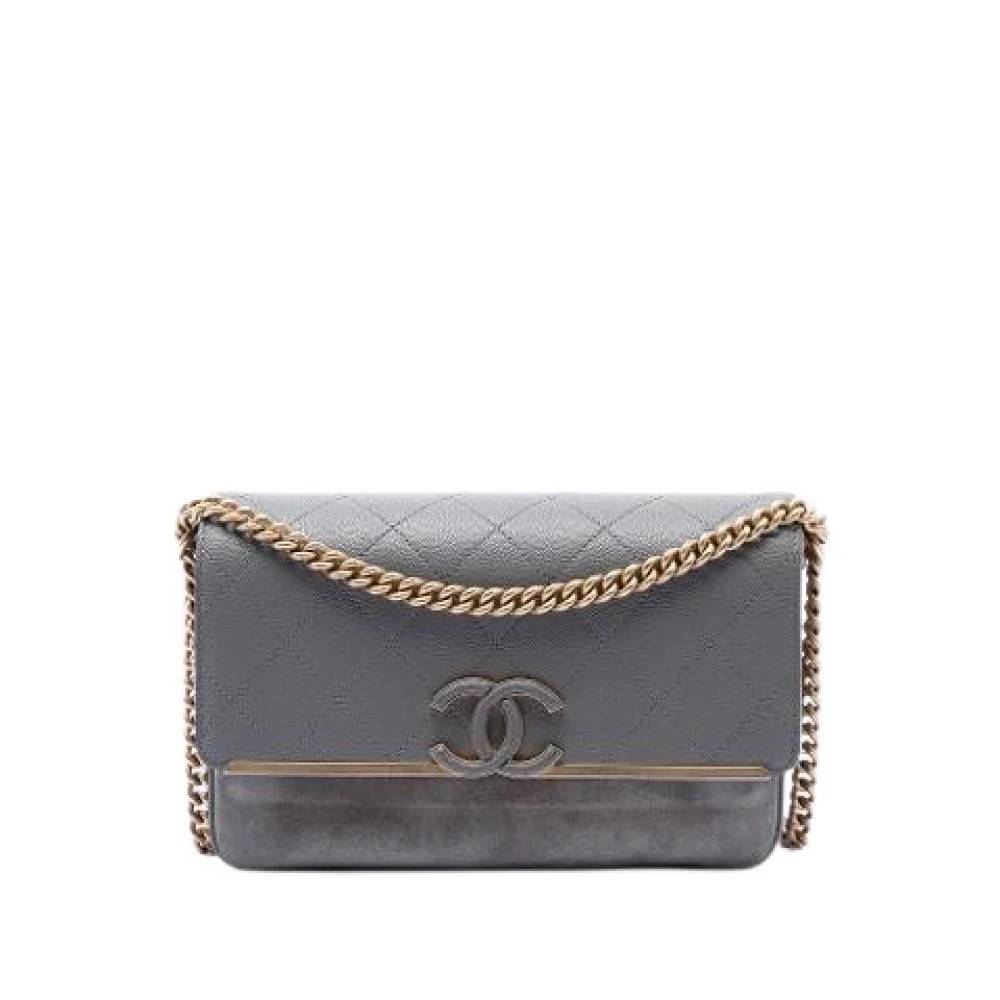 Chanel Vintage Pre-owned Leather chanel-bags - Vintage - Dame - Grå - ONE SIZE - Uld