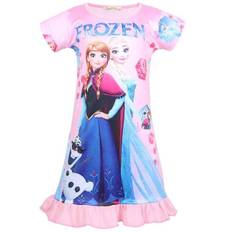 Børnenatkjole med Elsa og Anna fra Frost - Pigernes Sommerpyjamas Nattøj Pink 3-4 Years