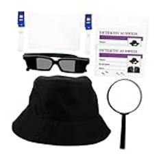 VICASKY 1 Set Detektiv Festleksaker Detektivverktyg Cosplay Detektiv Kit Detektiv Kostym Låtsas Lek Rekvisita Detektiv Hatt Detektiv Verktyg Kit Cosplay Tillbehör Detektiv Låtsas Lek