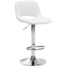 Kunstig læderstangstol - Barstol - Komfortabel siddende, 360 ° Rotatabel og justerbar | Farve: hvid | Materiel base: metal i krom look