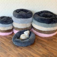 Beroligende donut hundeseng - 120cm / Cremehvid