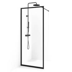 Cassøe New York brusevæg, 125 cm, klart glas, sort profil