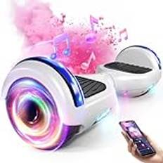 Hoverboard komplett för barn, hoverboard med LED-lampor och Bluetooth, present till barn, vit