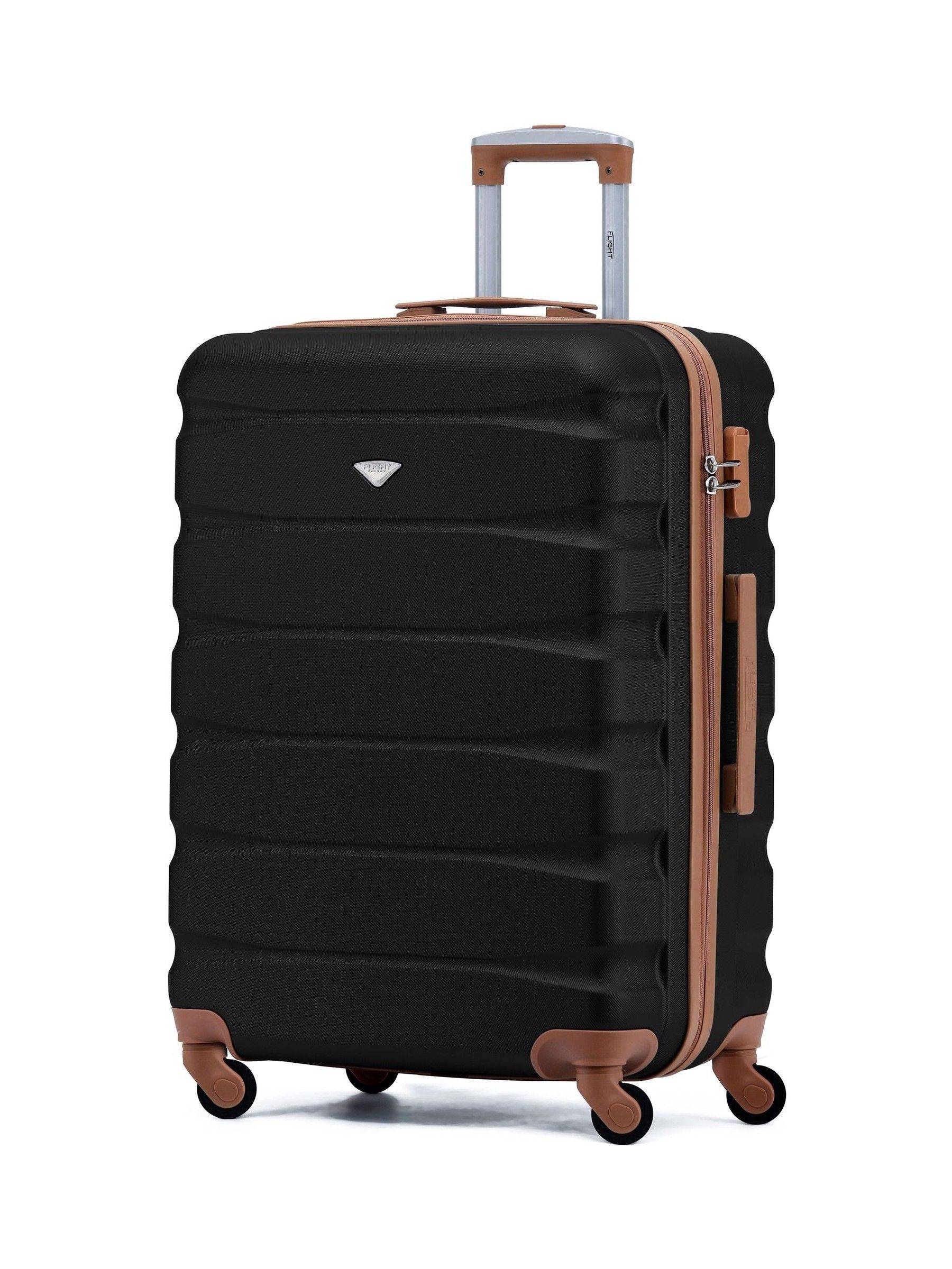 Flight Knight Flight Knight Black/Tan Flight Knight Medium Hardcase Lightweight Check In Suitcase With 4 Wheels