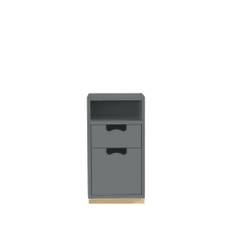 Asplund Snö G3 sängbord storm grey, björksockel - Grå