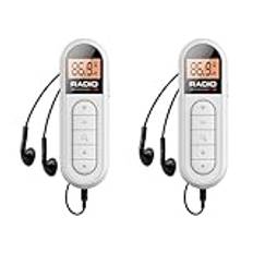 ISKDJBJG 2X Mini Pocket FM Radio 300MAh Uppladdningsbar BäRbar 76-108MHZ Radio med Bakgrundsbelysning LCD-SkäRm TråDbundna 3,5 mm HöRlurar