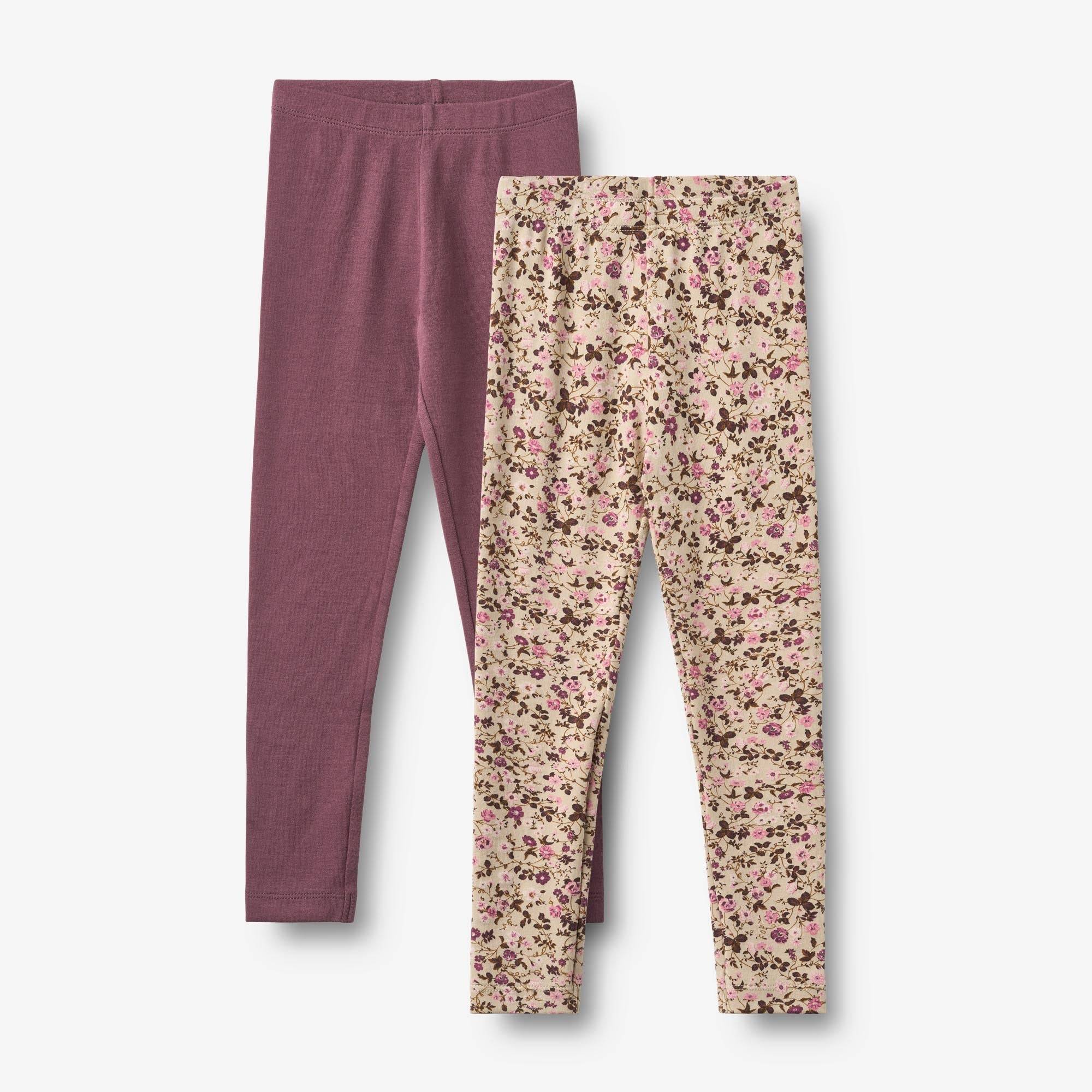 WHEAT® - Sæt af 2 Leggings Jules - soft sand flower wine - Str 116.
